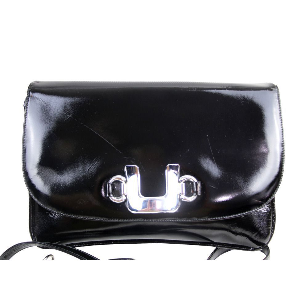Aldana ITALY PATENT BLACK GENUINE LEATHER FLAP SHOULDER BAG HANDBAG CLUTCH PURSE